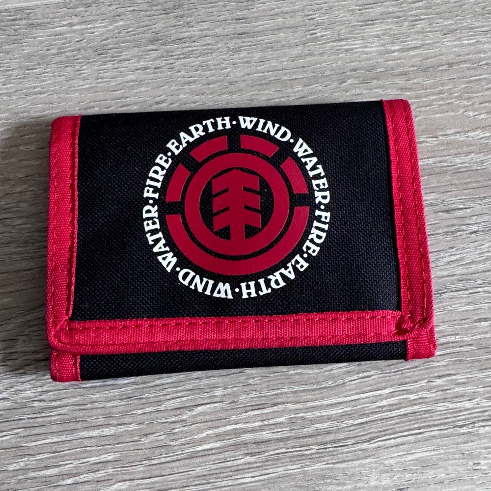 Element Skateboards Trifold Wallet Black Red Fire Earth Wind Water Logo Canvas